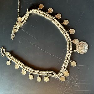 Silver coin chain belt